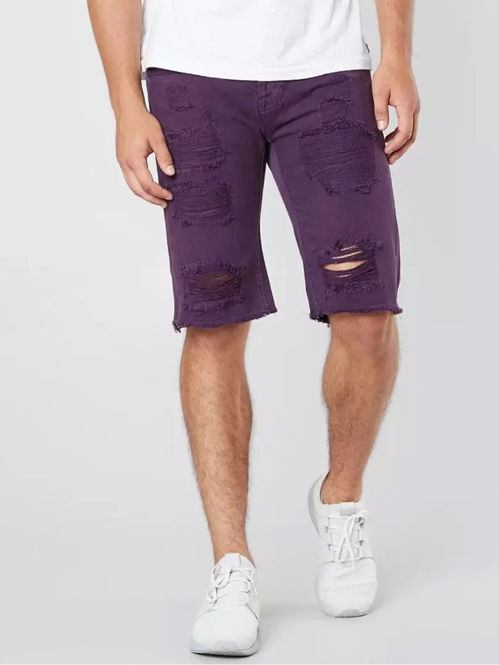 CULT OF INDIVIDUALITY Rebel Short Mulberry Purple Distressed Denim Shorts Sz 36